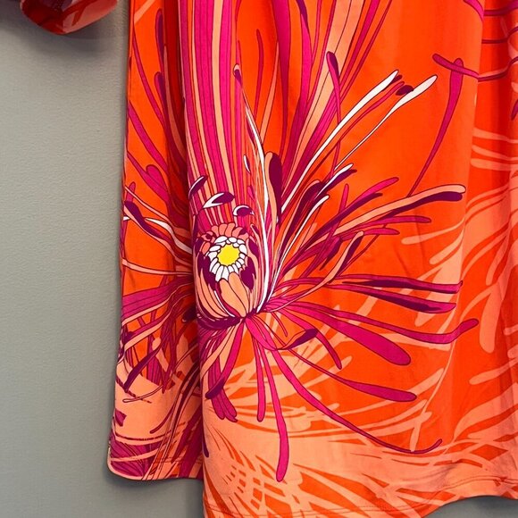 NWT Trina Turk Women’s Off Shoulder Floral Bell Sleeve Dress Orange Purple M - Picture 4 of 9